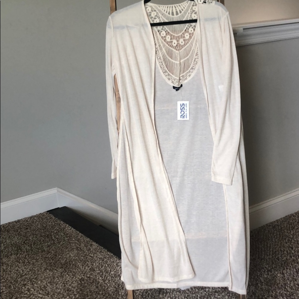 long creme cardigan with back detailing